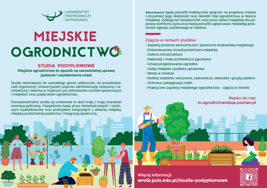 Miejskie ogrodnictwo – nowy kierunek studiów podyplomowych w Poznani